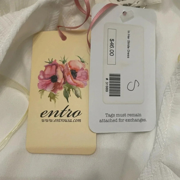 Entro | Elizabeth‎ Tiered Puff Bubble Sleeve Dress White Layered Bohemian Small - Picture 12 of 12